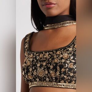 Sani Ravi Golden Beaded Crop Top